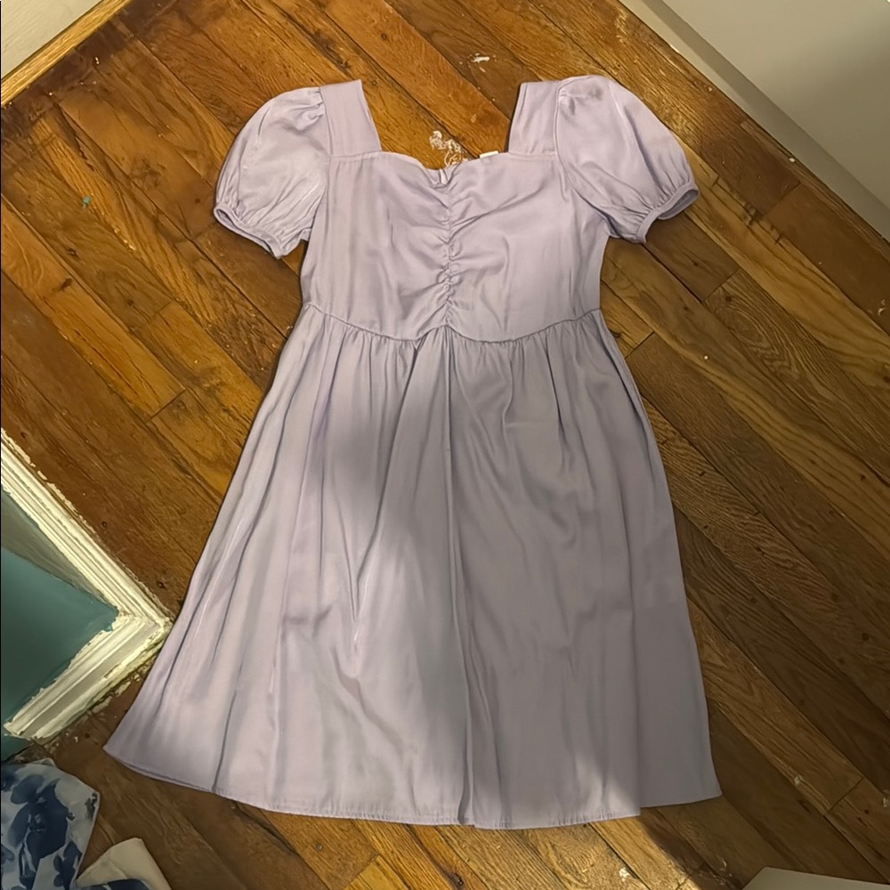 SHEIN Purple Ruched Puff Sleeve Sundress